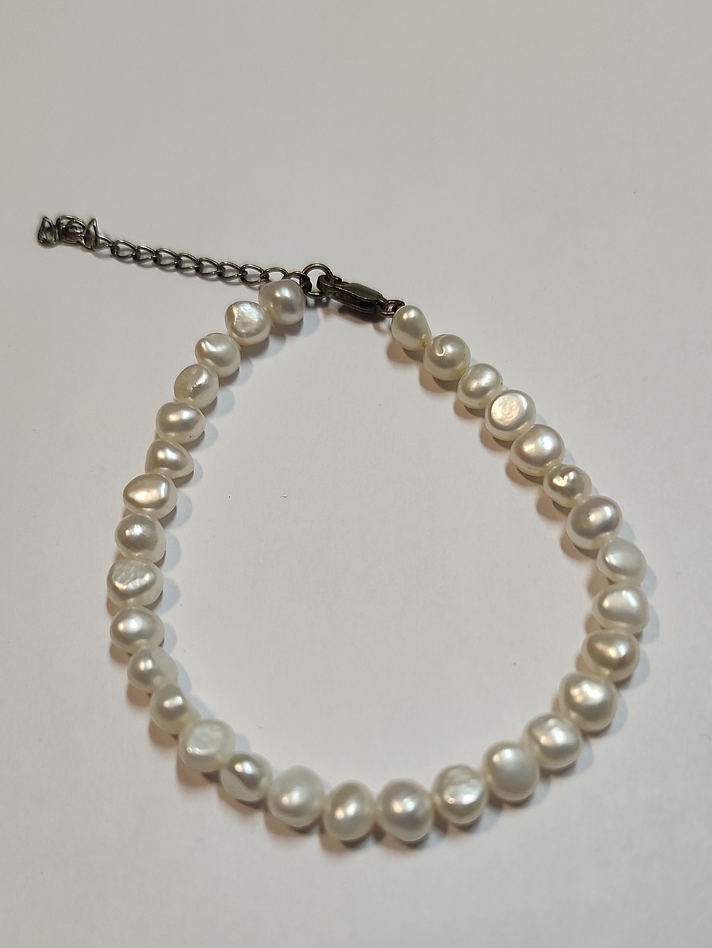 Sterling Silver Real Freshwater Pearl Bracelet in White